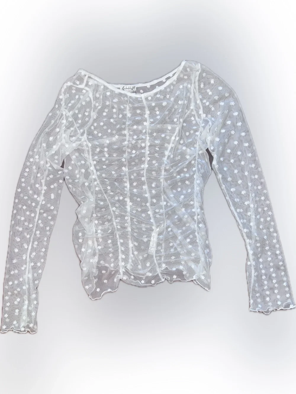 Intimately Free People Most Likely Sheer Ivory Floral Long-Sleeve Layering Top